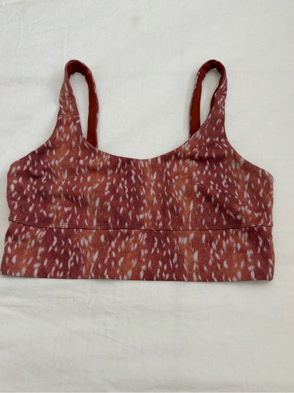 Beach Riot Rust & White Printed Sports Bra